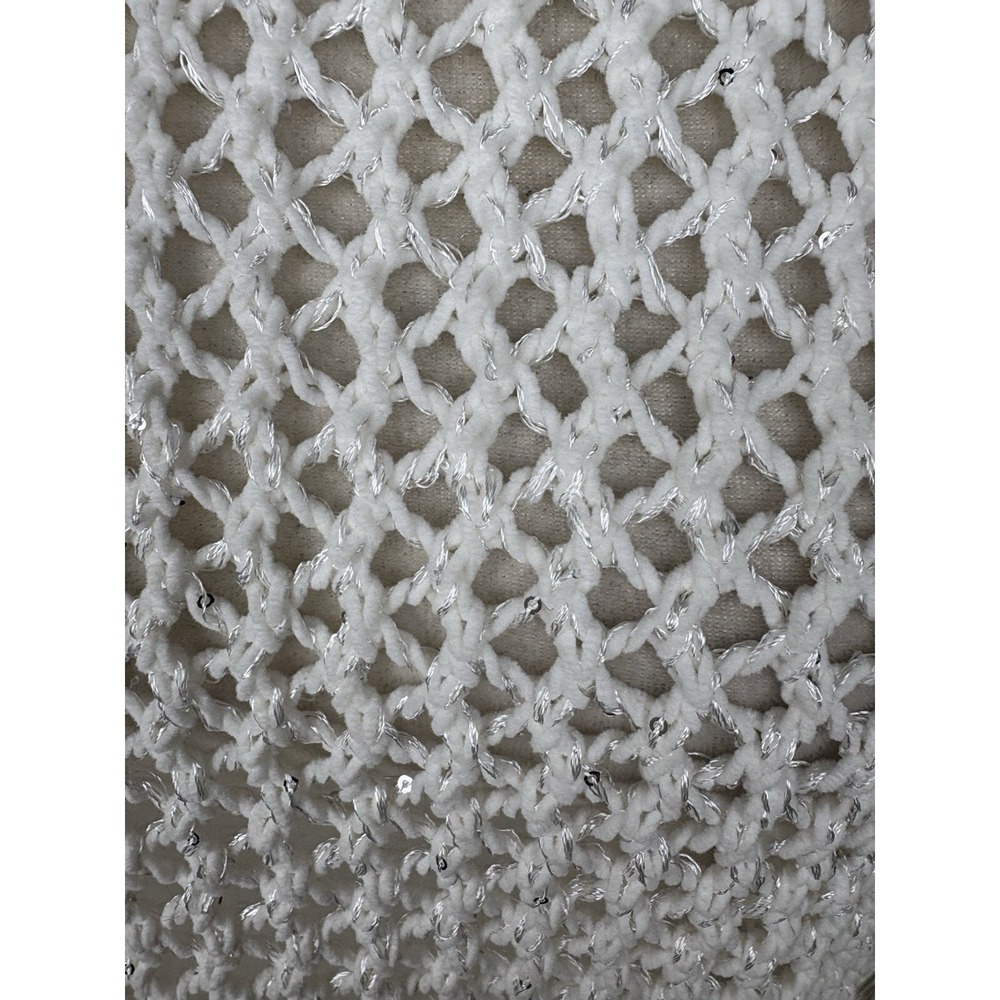 Joie Sweater Womens Size S Cream Crochet Hoodie Boho Metallic Coverup Beachwear‎ - Picture 10 of 10